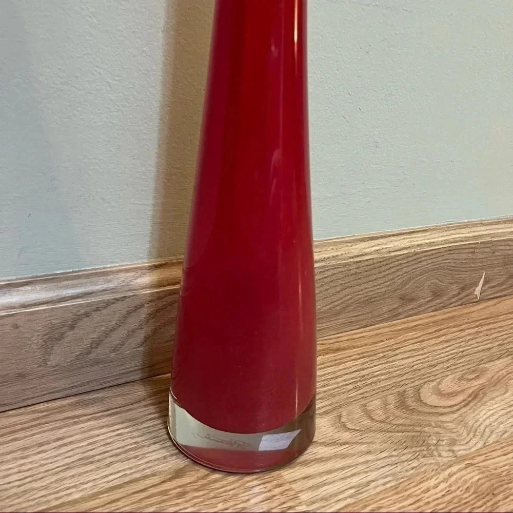 Vilniaus Stiklo Studija Art Glass Tall Vase Lithuania EUC Gorgeous Red Orange - Picture 4 of 9